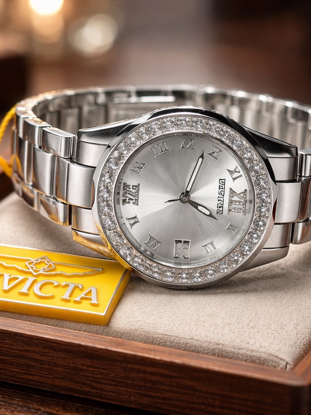 Invicta Women Silver Crystal-Accent Stainless Steel Bracelet Watch 38mm
